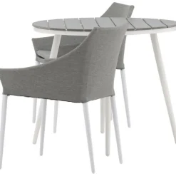 Venture Home Parvekeryhmä , ø90cm, harmaa/valkoinen Break-pöytä + 2 harmaa/valkoista Spoga-tuolia