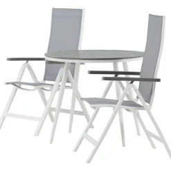 Outlet Venture Home Parvekeryhmä , ø90cm, harmaa/valkoinen Break-pöytä + 2 harmaata Albany-säätötuolia
