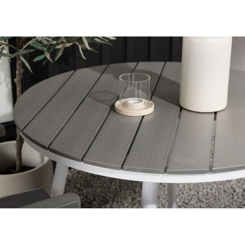 Outlet Venture Home Parvekeryhmä , ø90cm, harmaa/valkoinen Break-pöytä + 2 harmaata Albany-säätötuolia