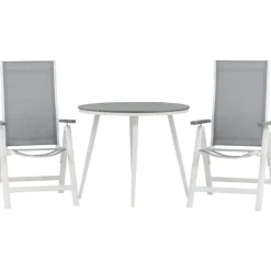 Outlet Venture Home Parvekeryhmä , ø90cm, harmaa/valkoinen Break-pöytä + 2 harmaata Albany-säätötuolia