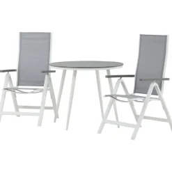Outlet Venture Home Parvekeryhmä , ø90cm, harmaa/valkoinen Break-pöytä + 2 harmaata Albany-säätötuolia