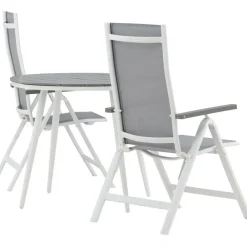 Outlet Venture Home Parvekeryhmä , ø90cm, harmaa/valkoinen Break-pöytä + 2 harmaata Albany-säätötuolia