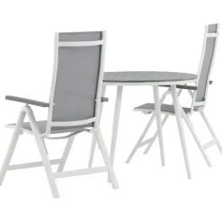 Outlet Venture Home Parvekeryhmä , ø90cm, harmaa/valkoinen Break-pöytä + 2 harmaata Albany-säätötuolia