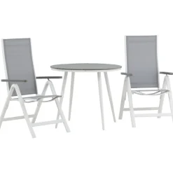 Outlet Venture Home Parvekeryhmä , ø90cm, harmaa/valkoinen Break-pöytä + 2 harmaata Albany-säätötuolia