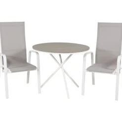 Discount Venture Home Parvekeryhmä , ø90cm harmaa-valkoinen Parma-pöytä + 2 harmaa-valkoista, pinottavaa Copacabana-tuolia