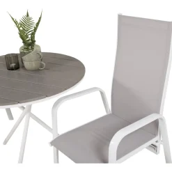 Discount Venture Home Parvekeryhmä , ø90cm harmaa-valkoinen Parma-pöytä + 2 harmaa-valkoista, pinottavaa Copacabana-tuolia