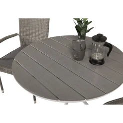 Online Venture Home Parvekeryhmä , ø90cm harmaa-valkoinen Parma-pöytä + 2 harmaata Anna-tuolia
