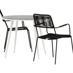 Outlet Venture Home Parvekeryhmä , ø90cm, musta Break-pöytä + 2 ruskeaa Lindos-tuolia, käsinojilla