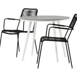 Outlet Venture Home Parvekeryhmä , ø90cm, musta Break-pöytä + 2 ruskeaa Lindos-tuolia, käsinojilla