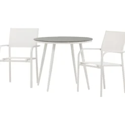 Discount Venture Home Parvekeryhmä , ø90cm, musta Break-pöytä + 2 mustaa, pinottavaa Santorini-tuolia