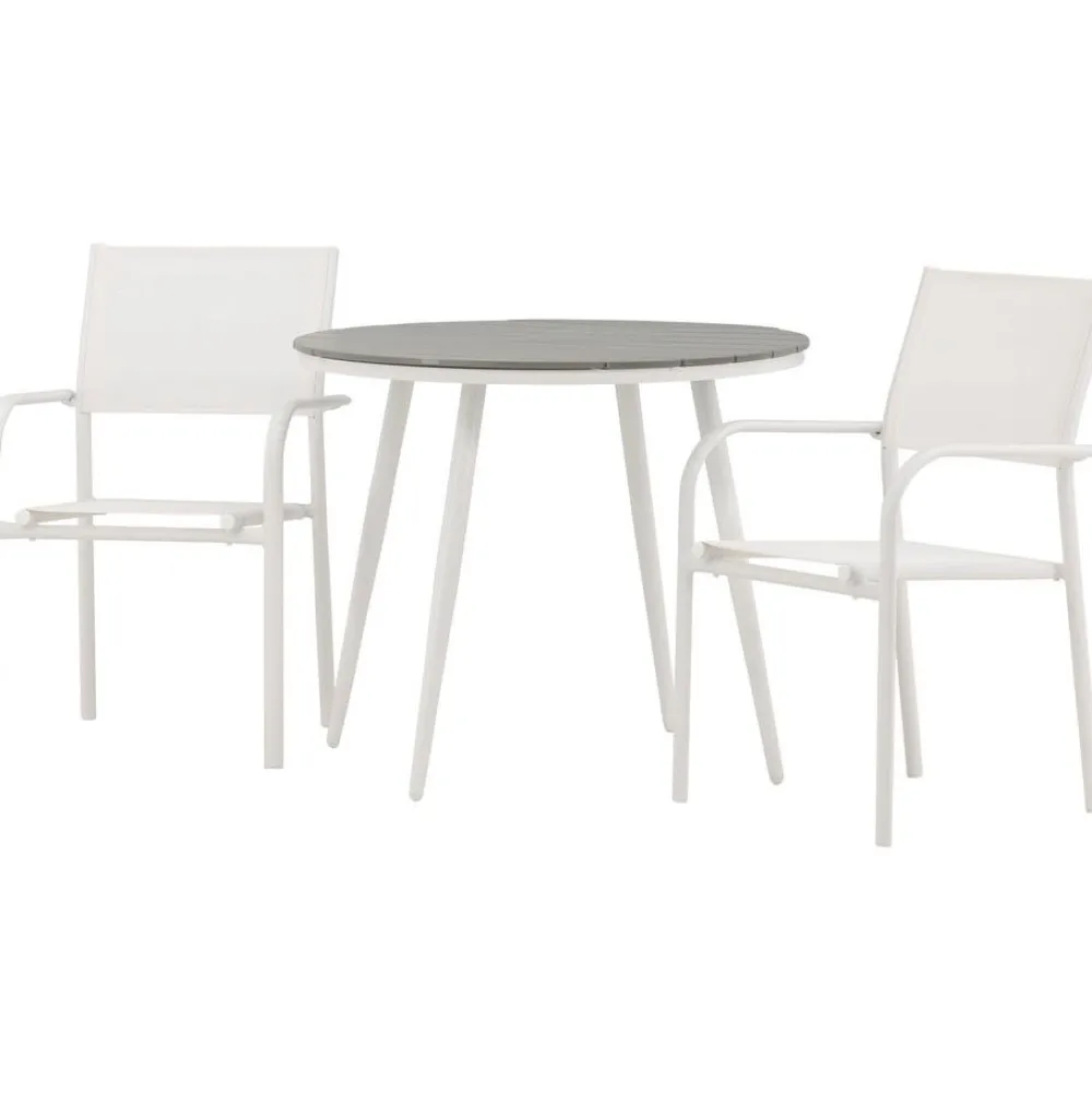 Discount Venture Home Parvekeryhmä , ø90cm, musta Break-pöytä + 2 mustaa, pinottavaa Santorini-tuolia