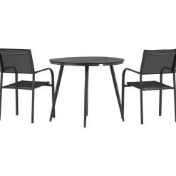 Discount Venture Home Parvekeryhmä , ø90cm, musta Break-pöytä + 2 mustaa, pinottavaa Santorini-tuolia
