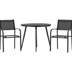 Discount Venture Home Parvekeryhmä , ø90cm, musta Break-pöytä + 2 mustaa, pinottavaa Santorini-tuolia