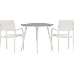 Discount Venture Home Parvekeryhmä , ø90cm, musta Break-pöytä + 2 mustaa, pinottavaa Santorini-tuolia