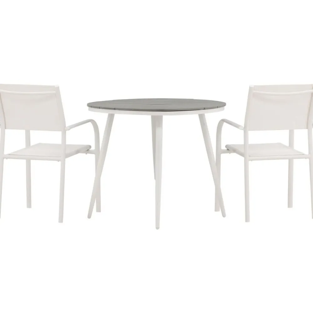 Discount Venture Home Parvekeryhmä , ø90cm, musta Break-pöytä + 2 mustaa, pinottavaa Santorini-tuolia