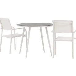 Discount Venture Home Parvekeryhmä , ø90cm, musta Break-pöytä + 2 mustaa, pinottavaa Santorini-tuolia