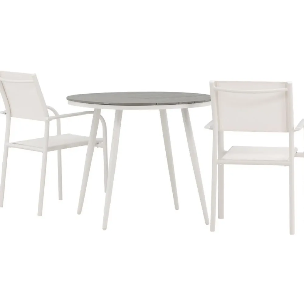Discount Venture Home Parvekeryhmä , ø90cm, musta Break-pöytä + 2 mustaa, pinottavaa Santorini-tuolia