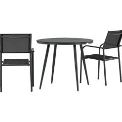Discount Venture Home Parvekeryhmä , ø90cm, musta Break-pöytä + 2 mustaa, pinottavaa Santorini-tuolia