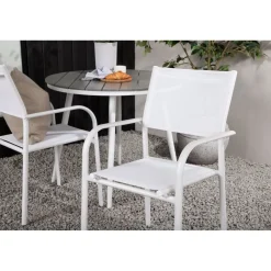 Discount Venture Home Parvekeryhmä , ø90cm, musta Break-pöytä + 2 mustaa, pinottavaa Santorini-tuolia