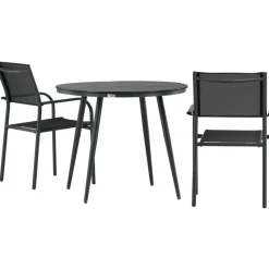 Discount Venture Home Parvekeryhmä , ø90cm, musta Break-pöytä + 2 mustaa, pinottavaa Santorini-tuolia