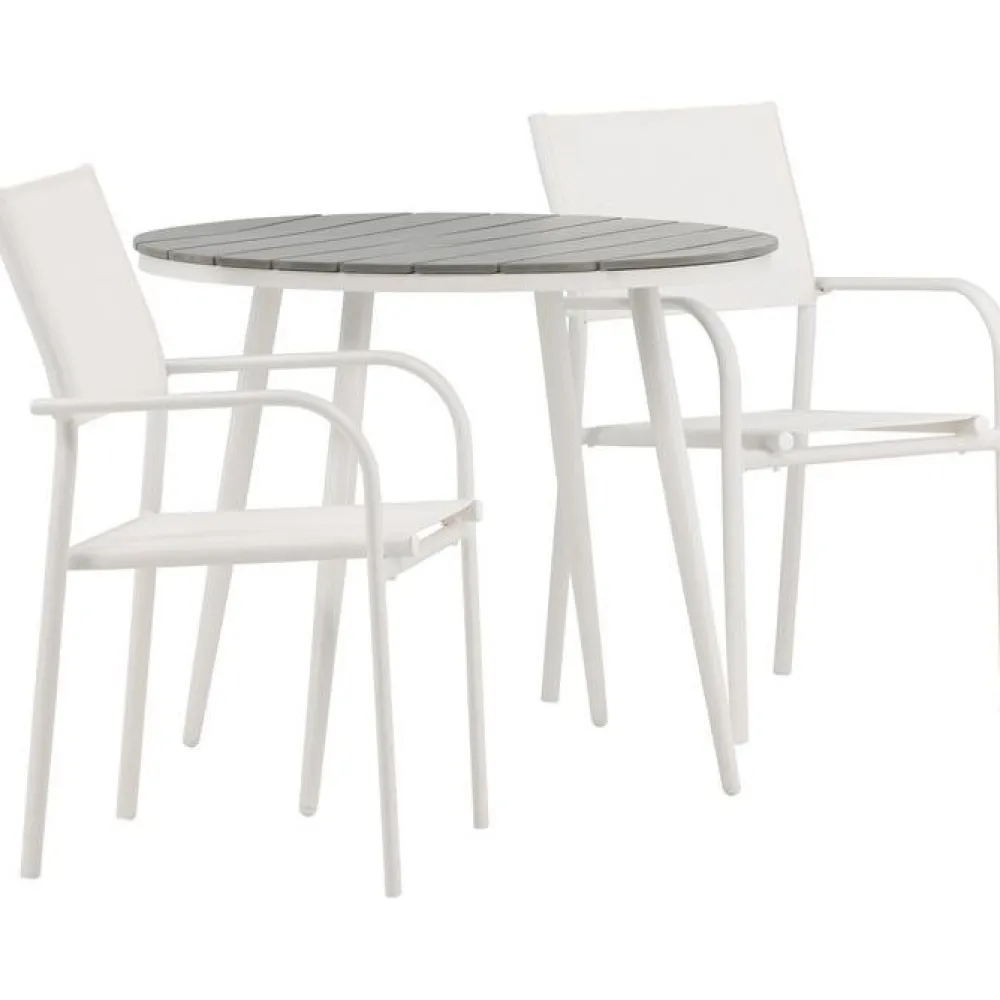 Discount Venture Home Parvekeryhmä , ø90cm, musta Break-pöytä + 2 mustaa, pinottavaa Santorini-tuolia
