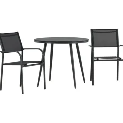 Discount Venture Home Parvekeryhmä , ø90cm, musta Break-pöytä + 2 mustaa, pinottavaa Santorini-tuolia