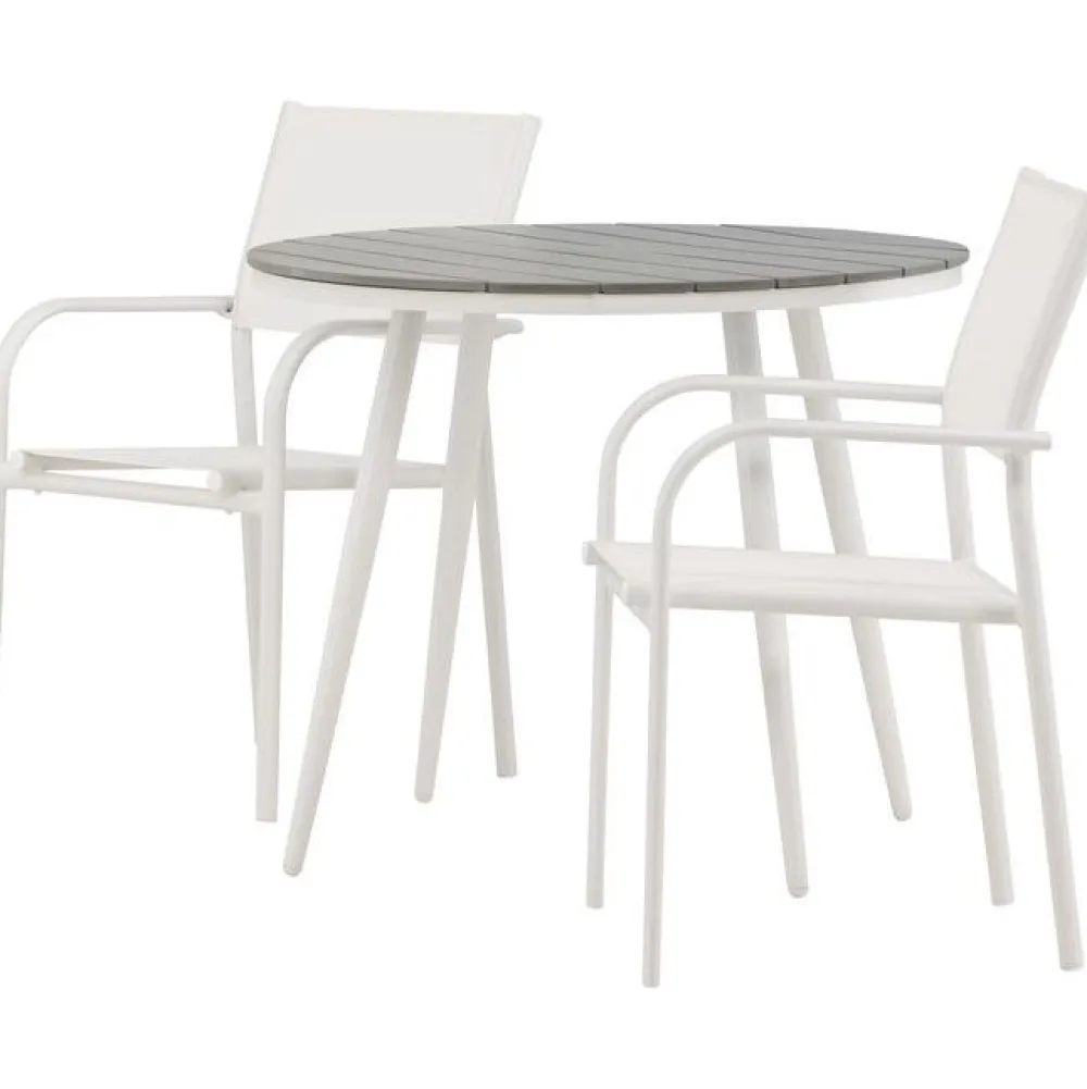 Discount Venture Home Parvekeryhmä , ø90cm, musta Break-pöytä + 2 mustaa, pinottavaa Santorini-tuolia
