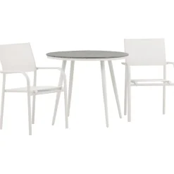 Discount Venture Home Parvekeryhmä , ø90cm, musta Break-pöytä + 2 mustaa, pinottavaa Santorini-tuolia