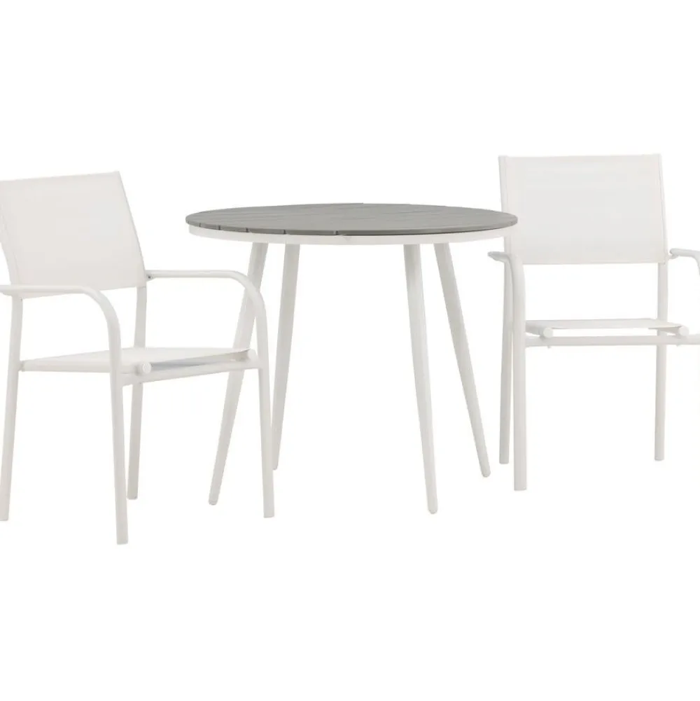 Discount Venture Home Parvekeryhmä , ø90cm, musta Break-pöytä + 2 mustaa, pinottavaa Santorini-tuolia