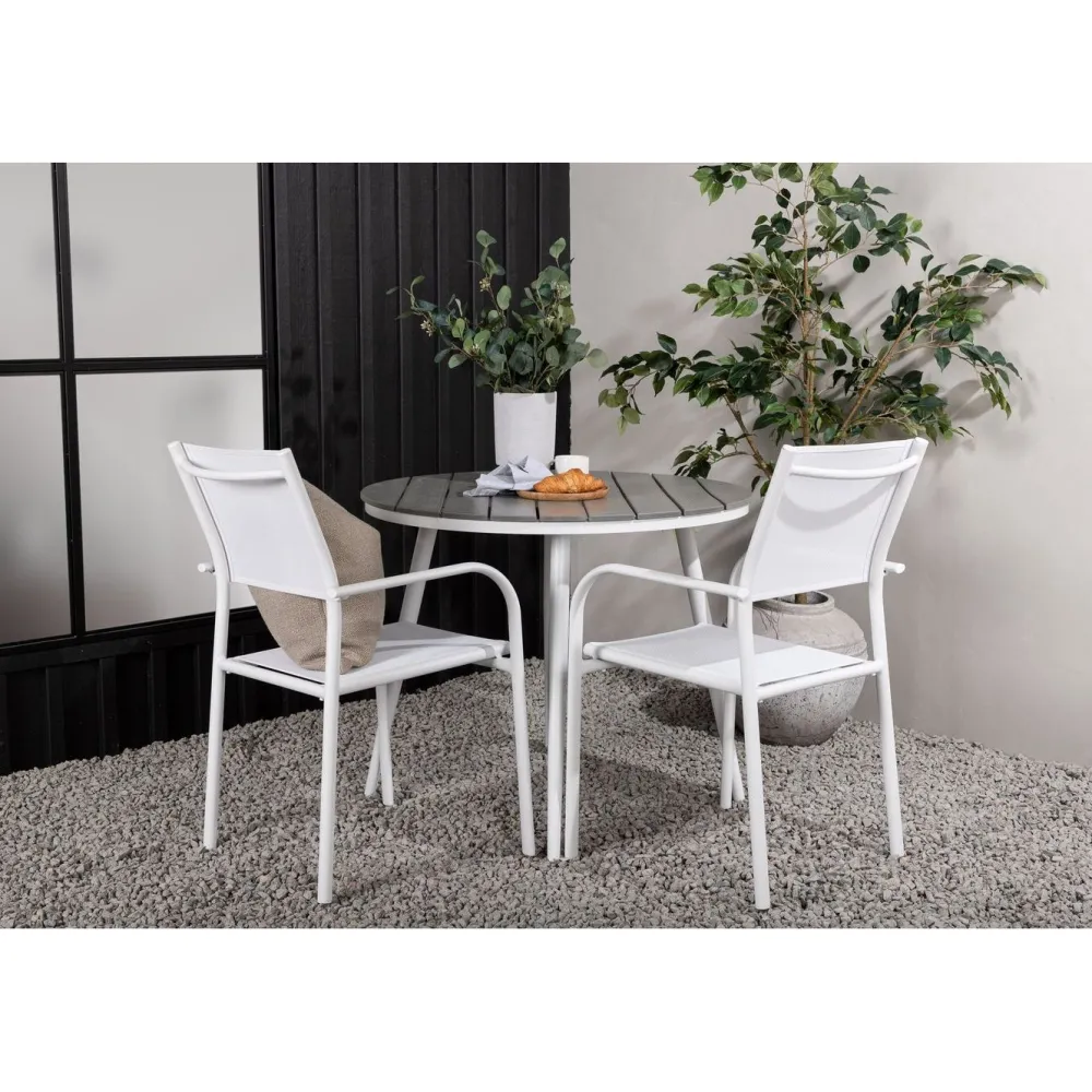 Discount Venture Home Parvekeryhmä , ø90cm, musta Break-pöytä + 2 mustaa, pinottavaa Santorini-tuolia