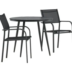 Discount Venture Home Parvekeryhmä , ø90cm, musta Break-pöytä + 2 mustaa, pinottavaa Santorini-tuolia