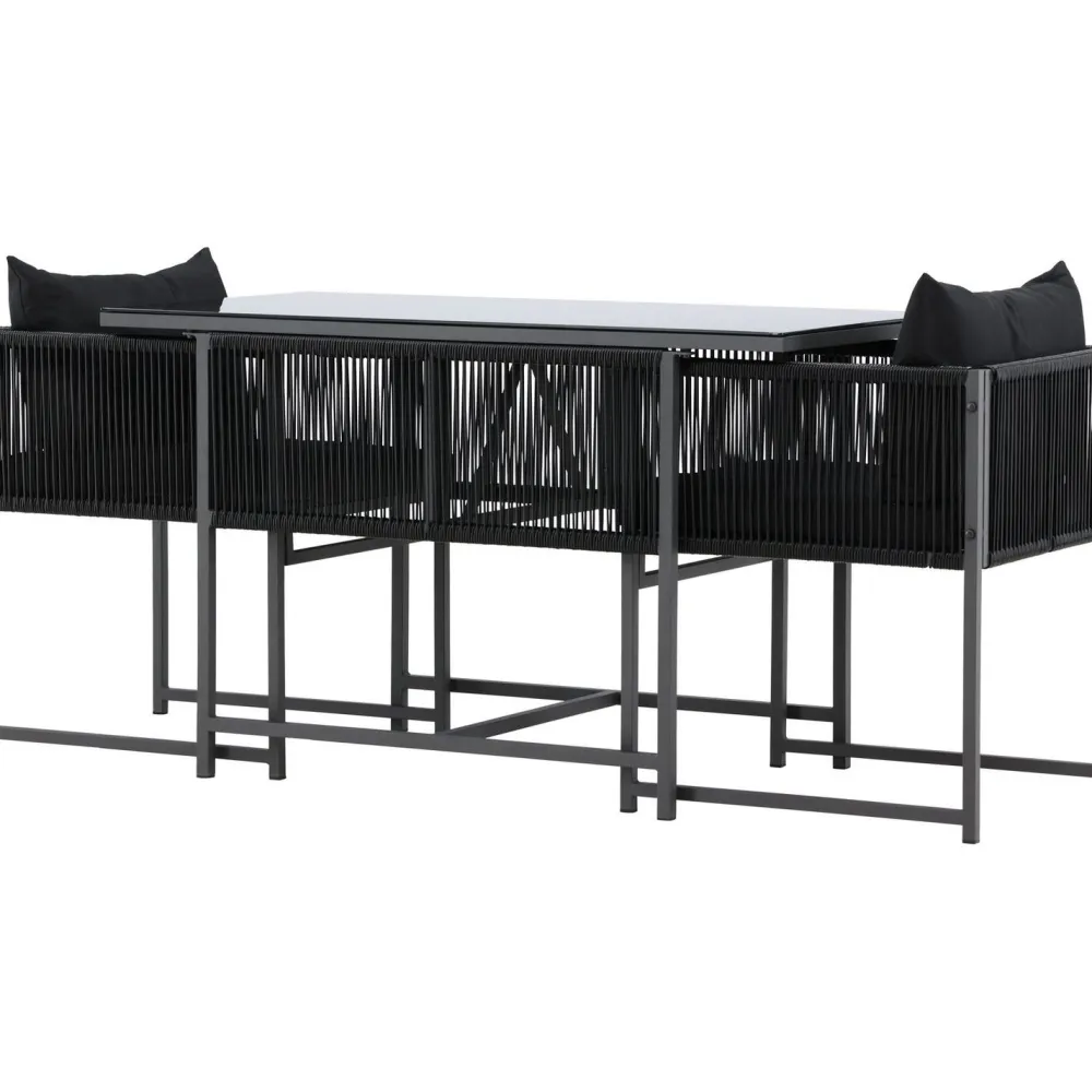 New Venture Home Parvekeryhmä Noto, 120x60cm Noto-pöytä + 2 Noto-tuolia, musta
