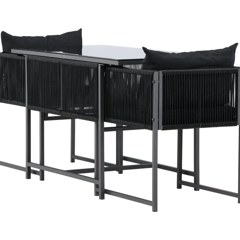 New Venture Home Parvekeryhmä Noto, 120x60cm Noto-pöytä + 2 Noto-tuolia, musta