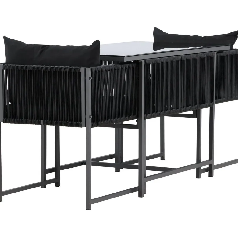 New Venture Home Parvekeryhmä Noto, 120x60cm Noto-pöytä + 2 Noto-tuolia, musta
