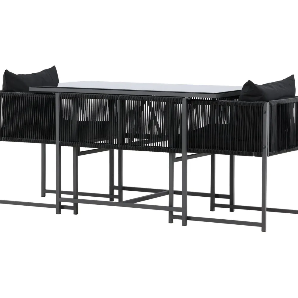 New Venture Home Parvekeryhmä Noto, 120x60cm Noto-pöytä + 2 Noto-tuolia, musta