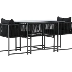 New Venture Home Parvekeryhmä Noto, 120x60cm Noto-pöytä + 2 Noto-tuolia, musta