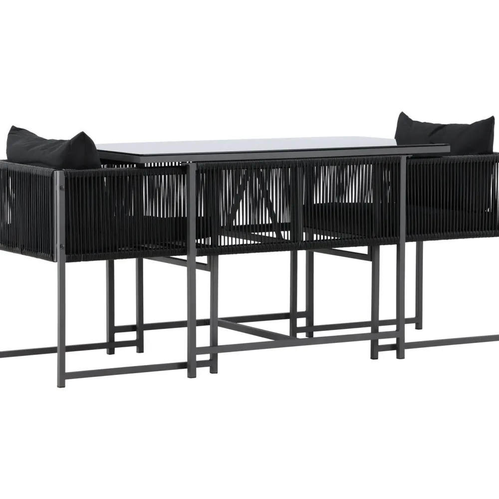 New Venture Home Parvekeryhmä Noto, 120x60cm Noto-pöytä + 2 Noto-tuolia, musta