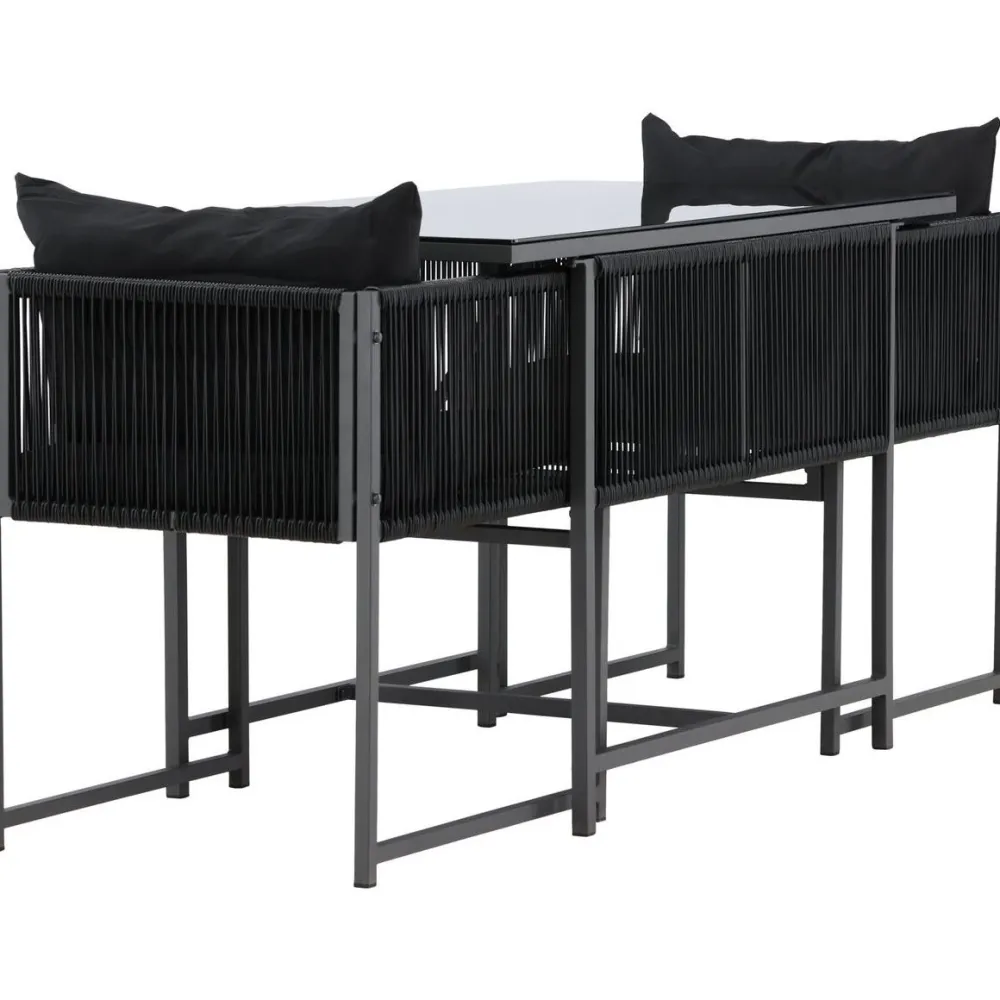New Venture Home Parvekeryhmä Noto, 120x60cm Noto-pöytä + 2 Noto-tuolia, musta
