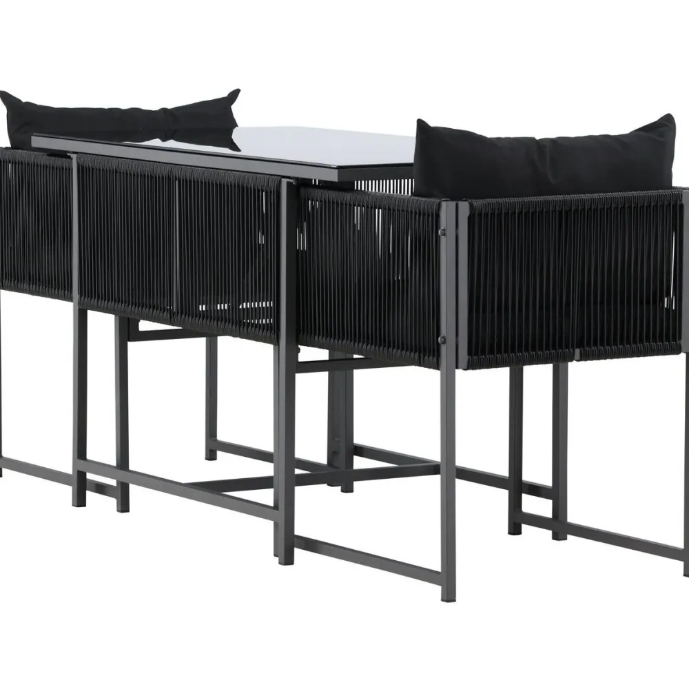 New Venture Home Parvekeryhmä Noto, 120x60cm Noto-pöytä + 2 Noto-tuolia, musta
