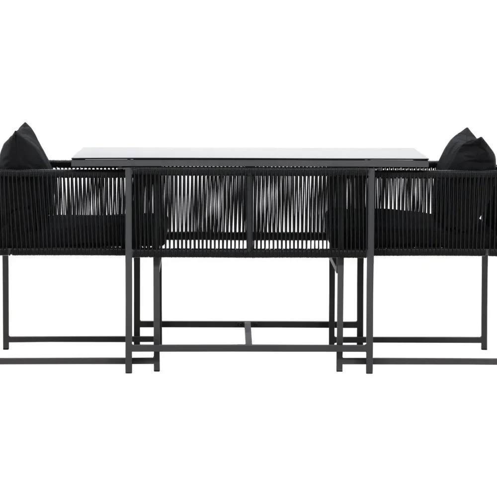 New Venture Home Parvekeryhmä Noto, 120x60cm Noto-pöytä + 2 Noto-tuolia, musta