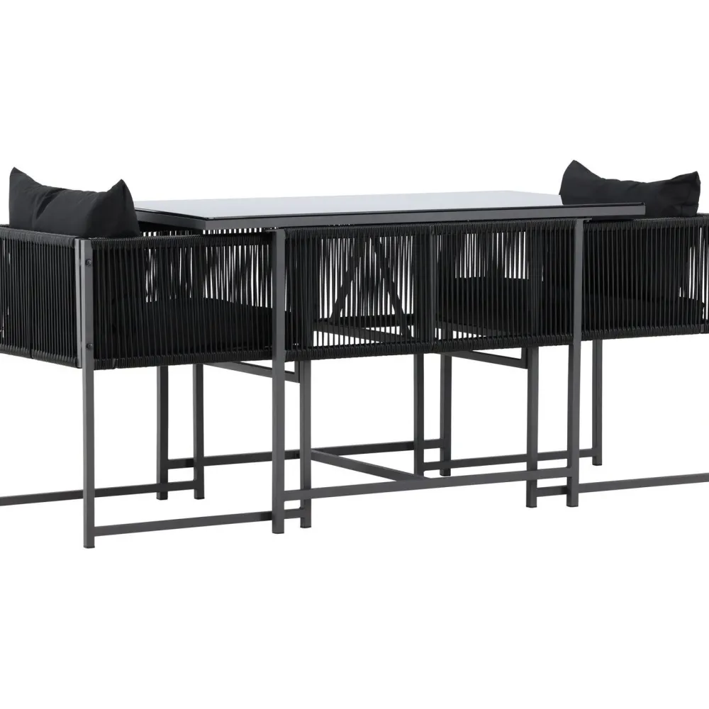 New Venture Home Parvekeryhmä Noto, 120x60cm Noto-pöytä + 2 Noto-tuolia, musta