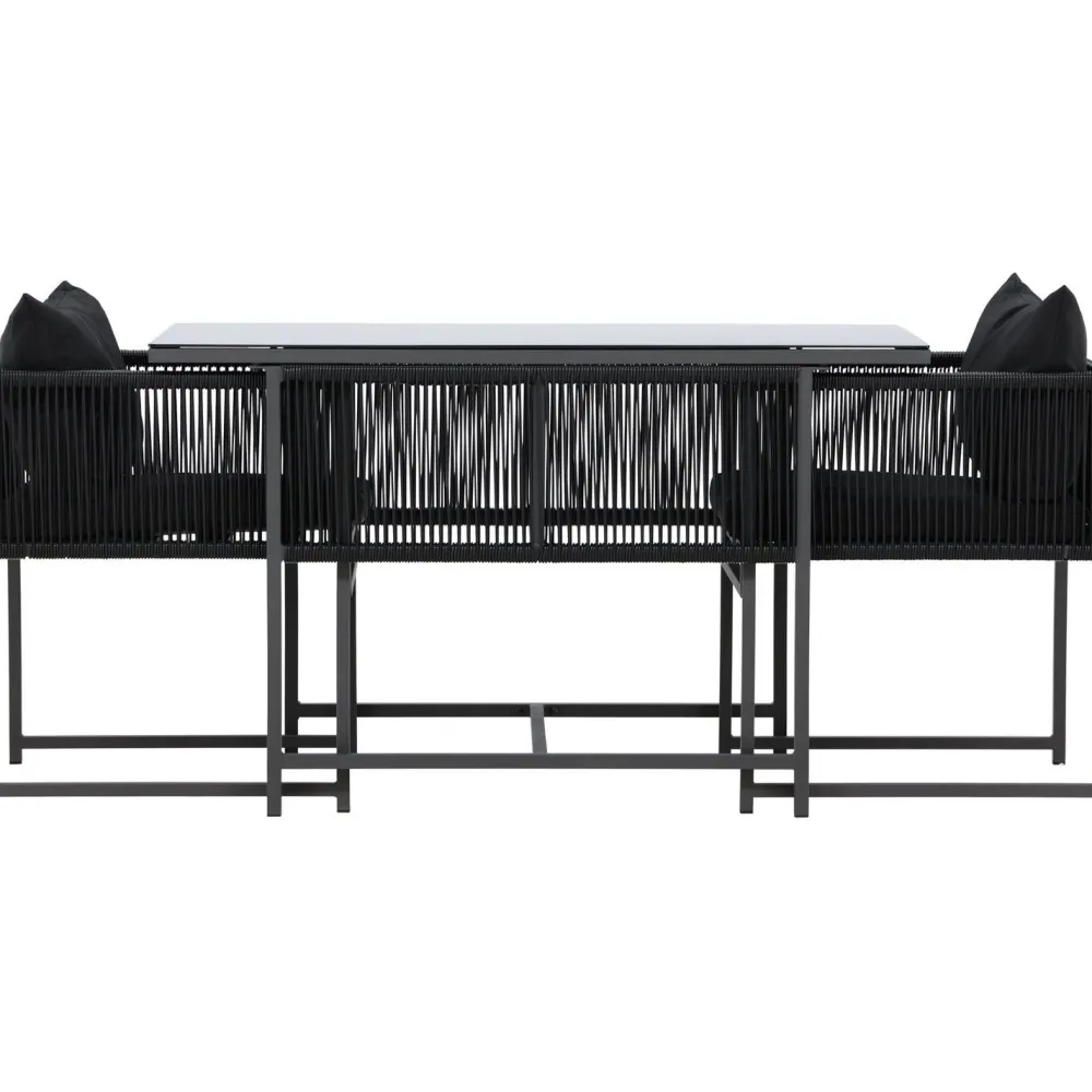 New Venture Home Parvekeryhmä Noto, 120x60cm Noto-pöytä + 2 Noto-tuolia, musta