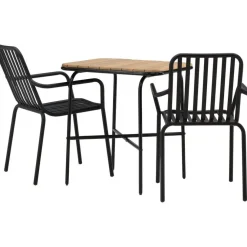 New Venture Home Parvekeryhmä , 88x70cm Holmbeck-pöytä + 2 mustaa Peking-tuolia