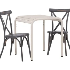 Outlet Venture Home Parvekeryhmä , 70x70cm beige Borneo-pöytä + 2 mustaa Tablas-tuolia