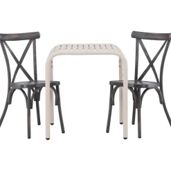 Outlet Venture Home Parvekeryhmä , 70x70cm beige Borneo-pöytä + 2 mustaa Tablas-tuolia