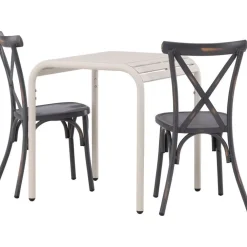 Outlet Venture Home Parvekeryhmä , 70x70cm beige Borneo-pöytä + 2 mustaa Tablas-tuolia