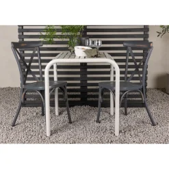 Outlet Venture Home Parvekeryhmä , 70x70cm beige Borneo-pöytä + 2 mustaa Tablas-tuolia
