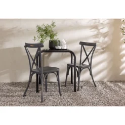 Outlet Venture Home Parvekeryhmä , 70x70cm beige Borneo-pöytä + 2 mustaa Tablas-tuolia