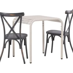 Outlet Venture Home Parvekeryhmä , 70x70cm beige Borneo-pöytä + 2 mustaa Tablas-tuolia
