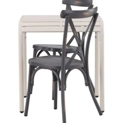 Outlet Venture Home Parvekeryhmä , 70x70cm beige Borneo-pöytä + 2 mustaa Tablas-tuolia